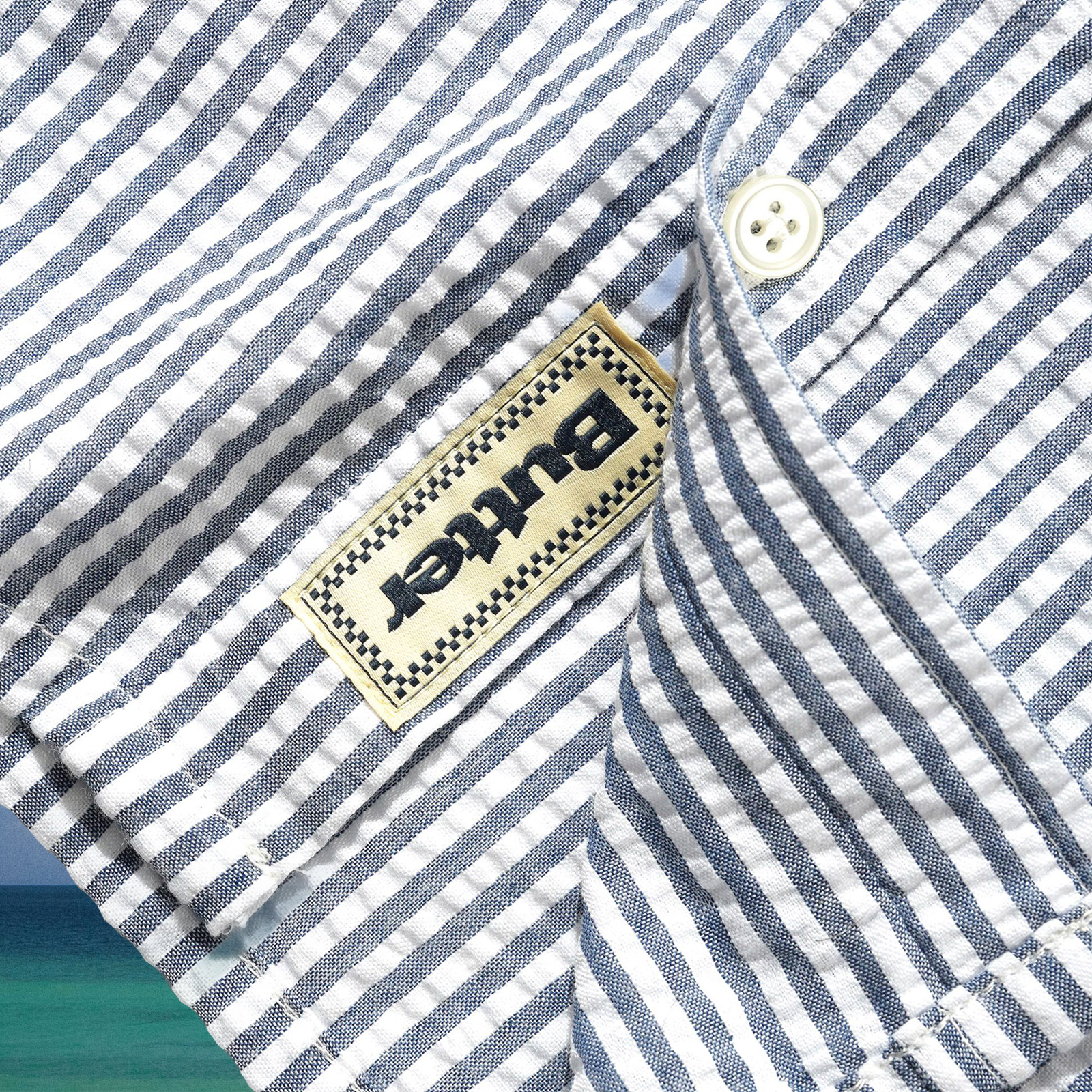 Butter Goods - Seersucker Striped Shirt - Navy