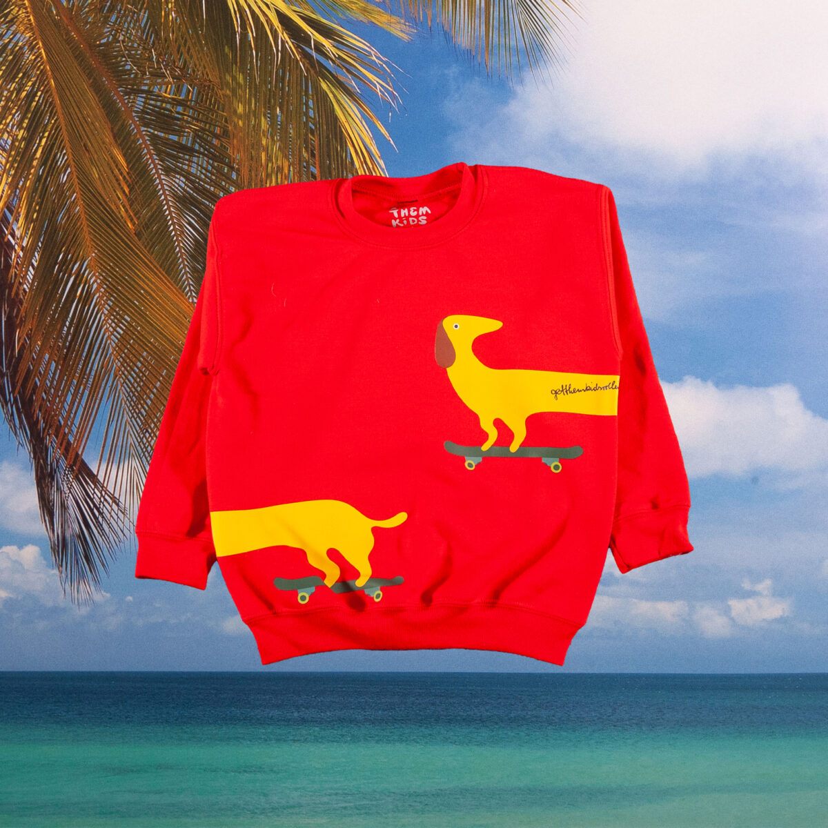 Get Them Kids Rollin - Dackel Kids Pullover - Rot