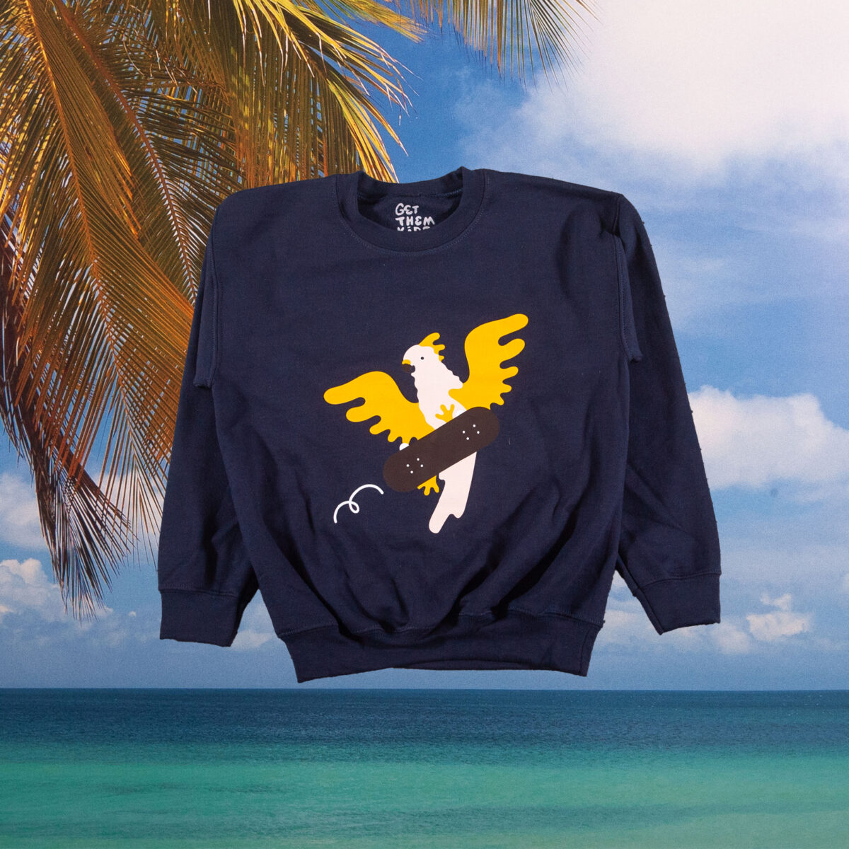 Get Them Kids Rollin - Parrot Kids Pullover - Navy