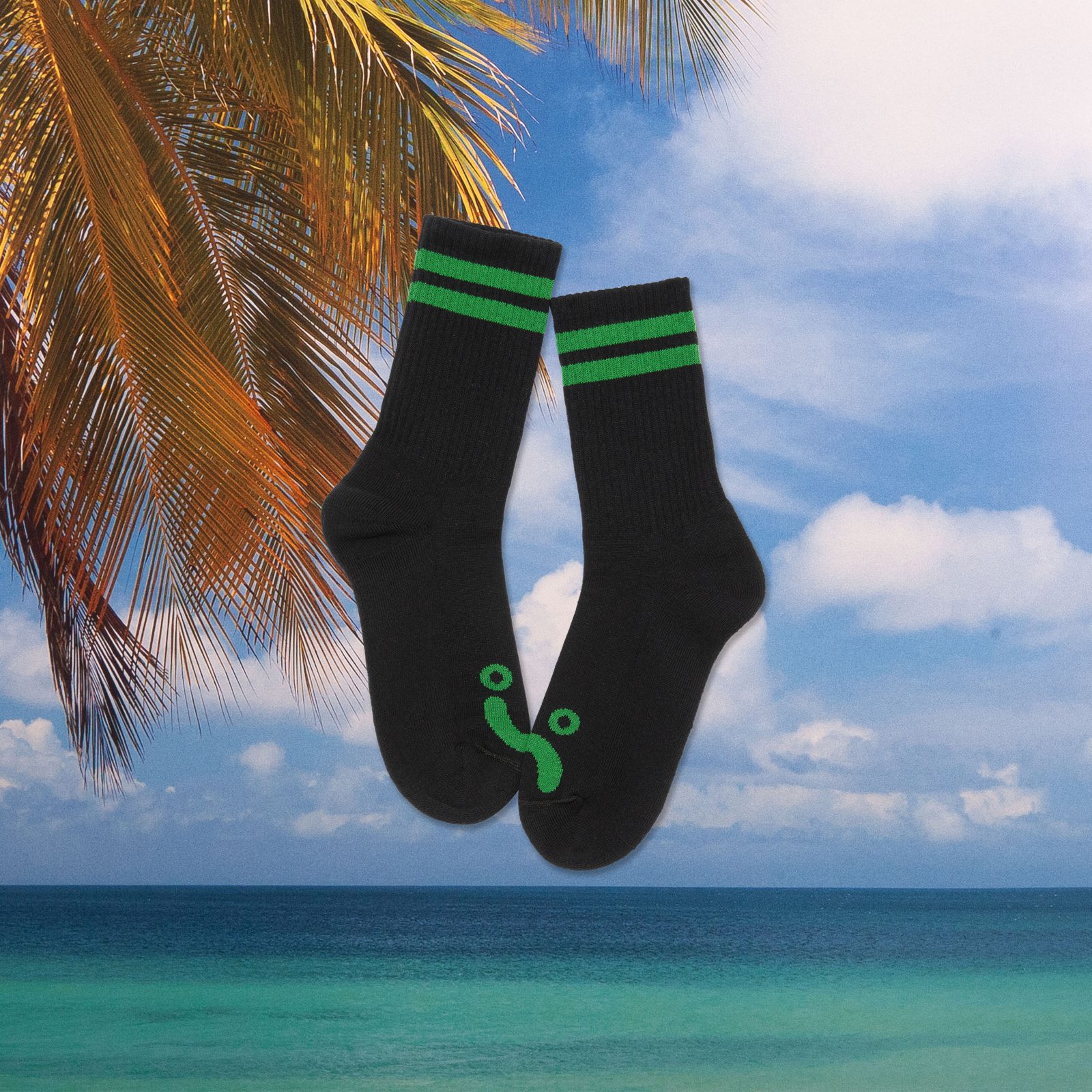 Polar Skate Co. - Happy Sad - Rib Socks - Black / Green