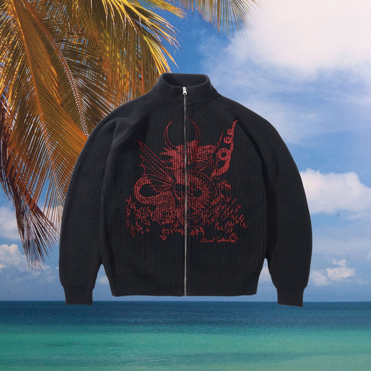 Butter Goods - Daniel Johnston "Dragon" Knit Zip-Thru Sweater - Black