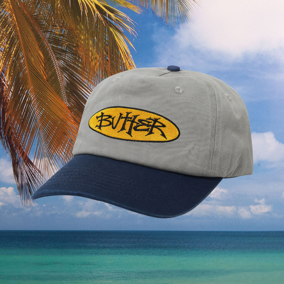 Butter Goods - Tide 5 Panel Cap - Washed Grey / Navy