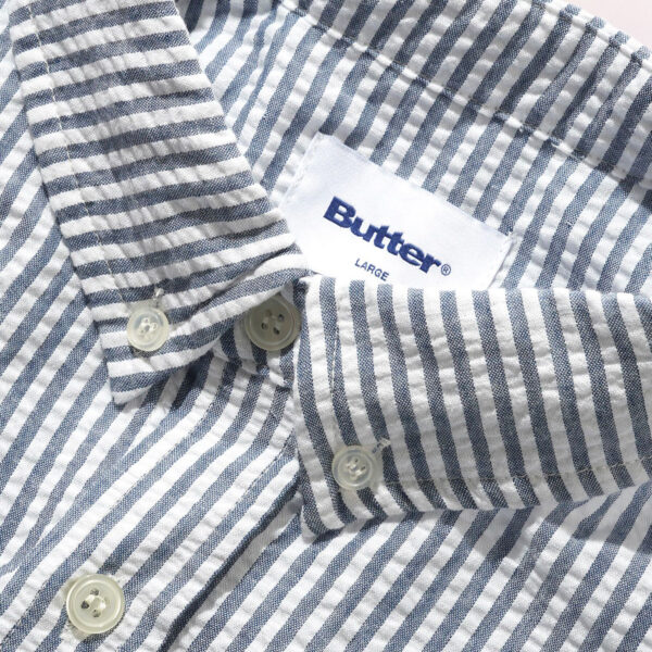 Butter Goods - Seersucker Striped Shirt - Navy