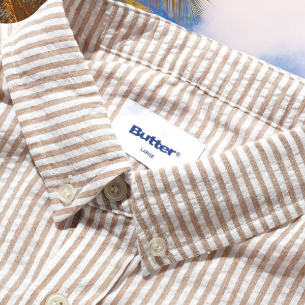Butter Goods - Seersucker Striped Shirt - Brown