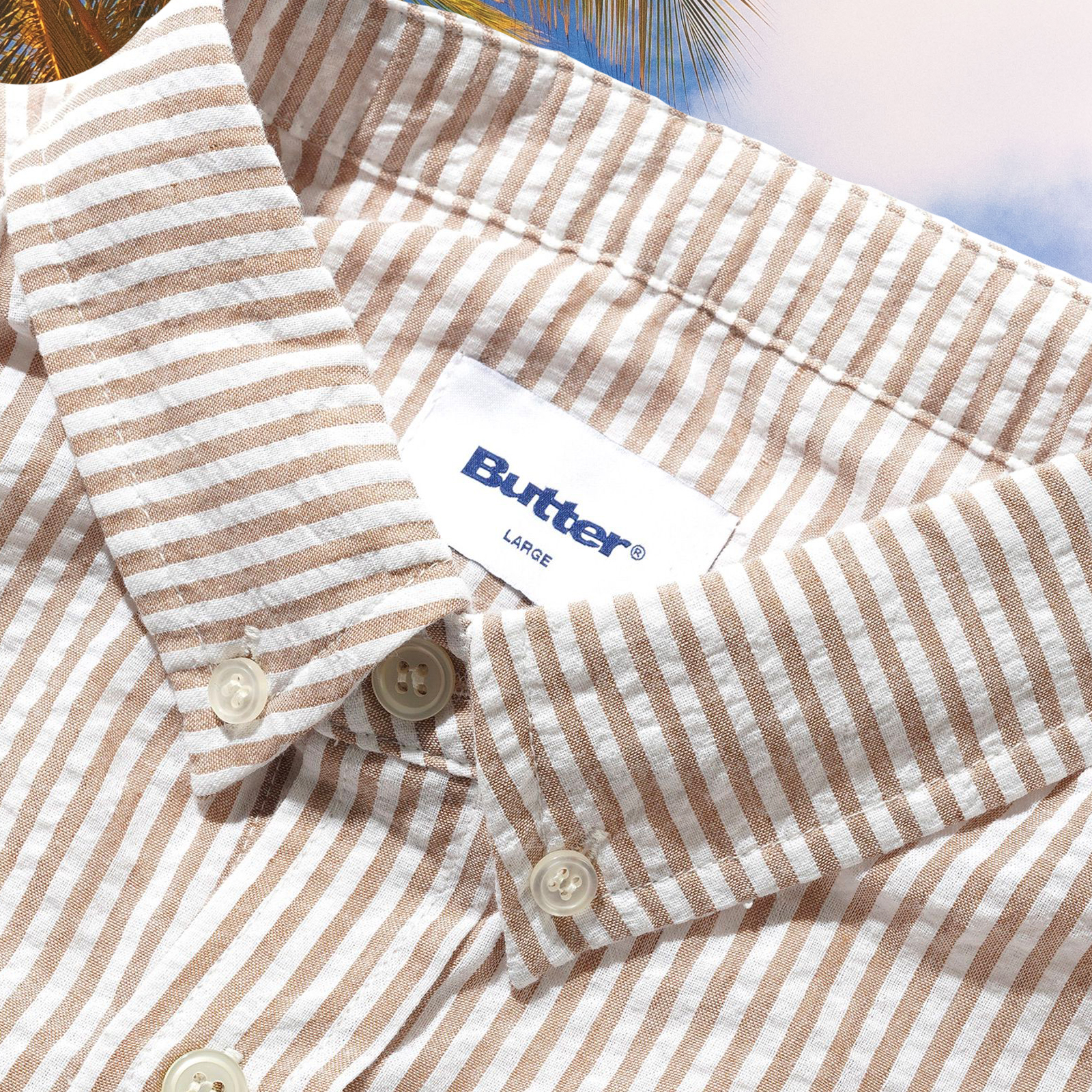 Butter Goods - Seersucker Striped Shirt - Brown