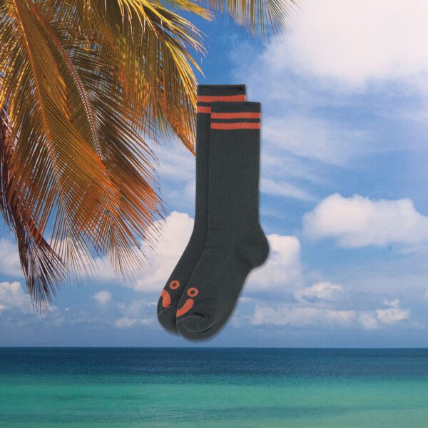 Polar Skate Co. - Happy Sad - Long Rib Socks - Graphite / Orange