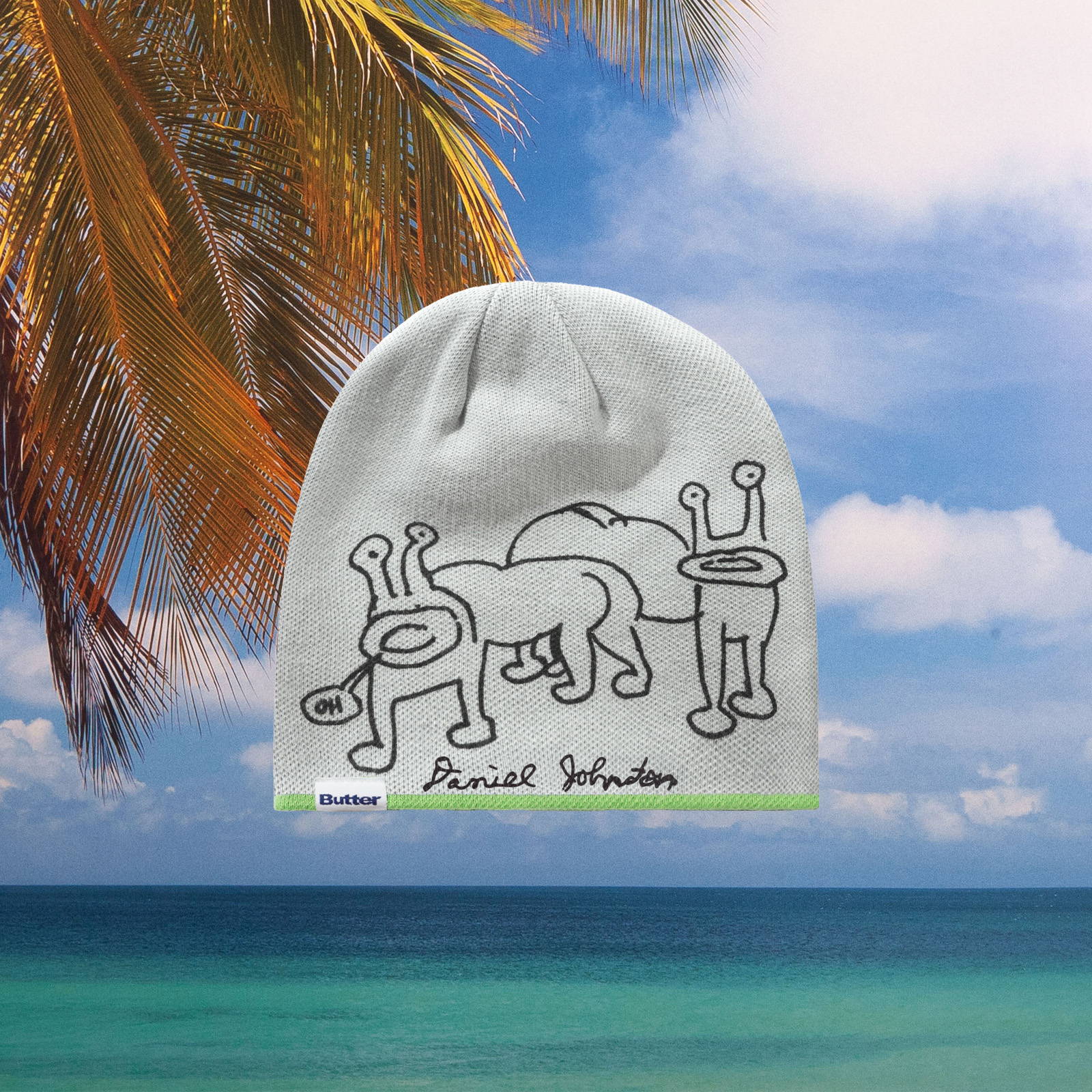 Butter Goods - Frog Skully Beanie - Lime / Grey