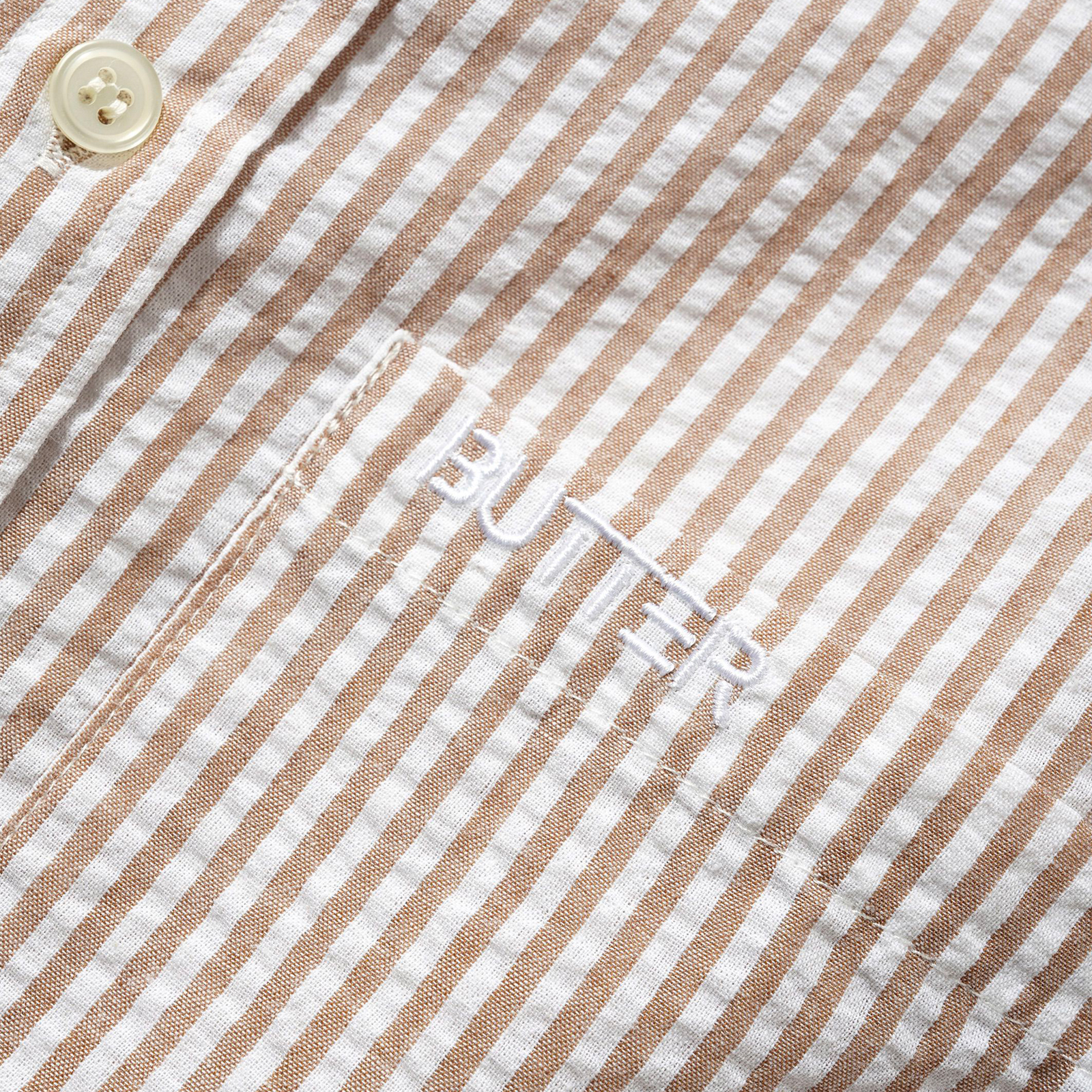 Butter Goods - Seersucker Striped Shirt - Brown