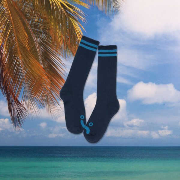 Polar Skate Co. - Happy Sad - Long Rib Socks - Dark Blue / Blue