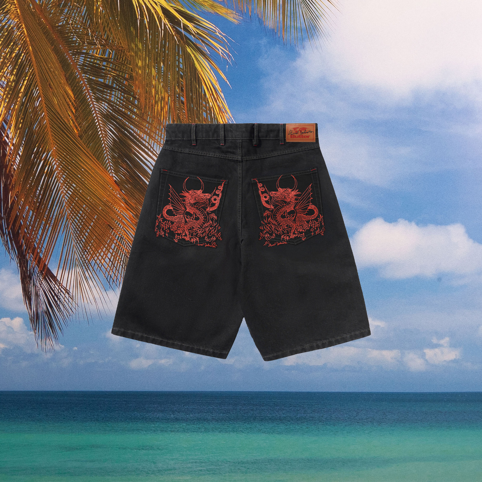 Butter Goods - Dragon Denim Shorts - Washed Black