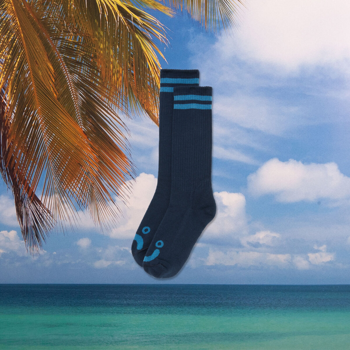 Polar Skate Co. - Happy Sad - Long Rib Socks - Dark Blue / Blue