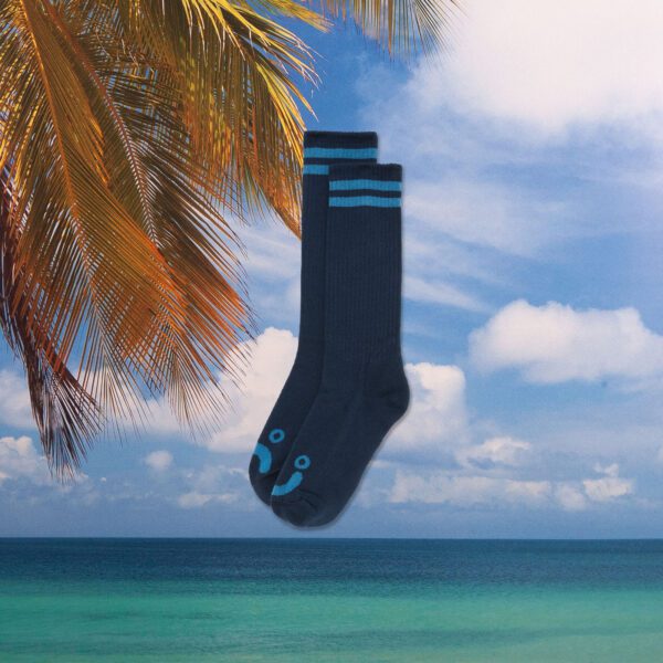 Polar Skate Co. - Happy Sad - Long Rib Socks - Dark Blue / Blue