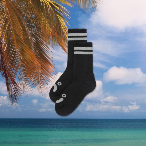 Polar Skate Co. - Happy Sad - Rib Socks - Black / Heather Grey